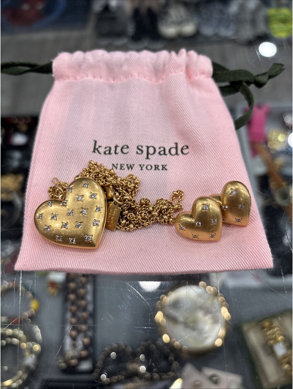 Woman’s Kate Spade Gold Tone Matching  Necklace And Earrings Set